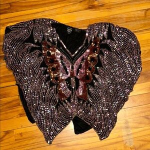 Vintage!Butterfly Sequin Top